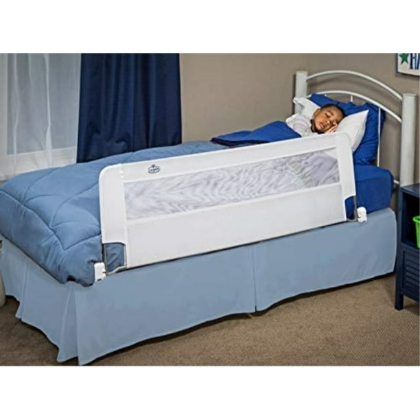 Swing Down Extra Long Bed Rail Guard with Reinforced Anchor Safety System White 54-Inch